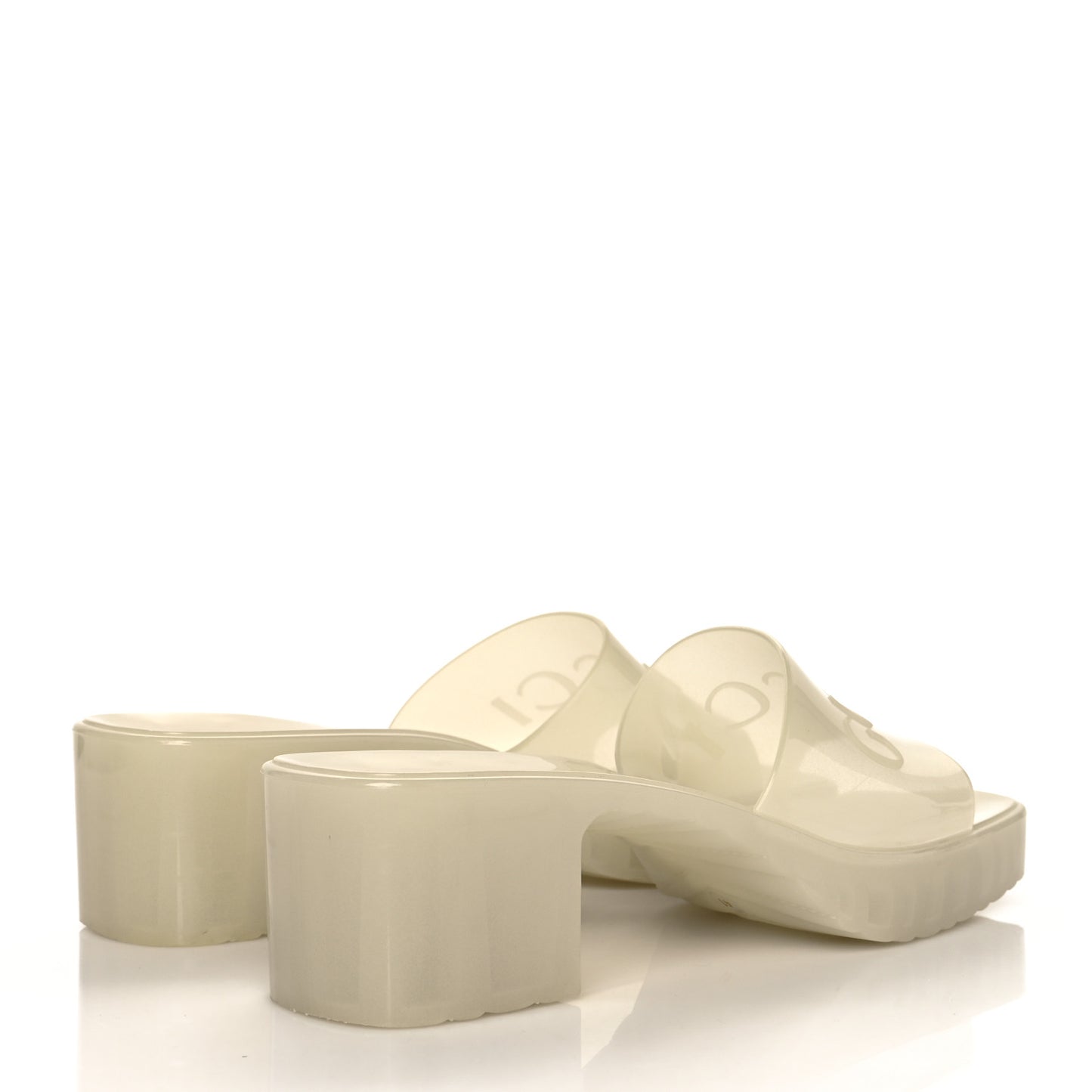 Rubber Gucci Logo Womens Platform 20/60mm Slide Sandals 41 Transparent Glow In The Dark