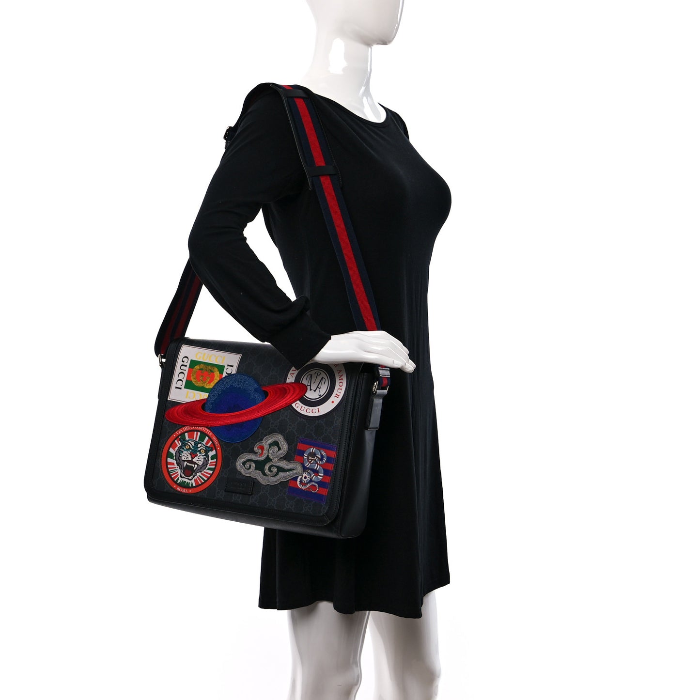 GG Supreme Monogram Night Courrier Flap Messenger Black Multicolor