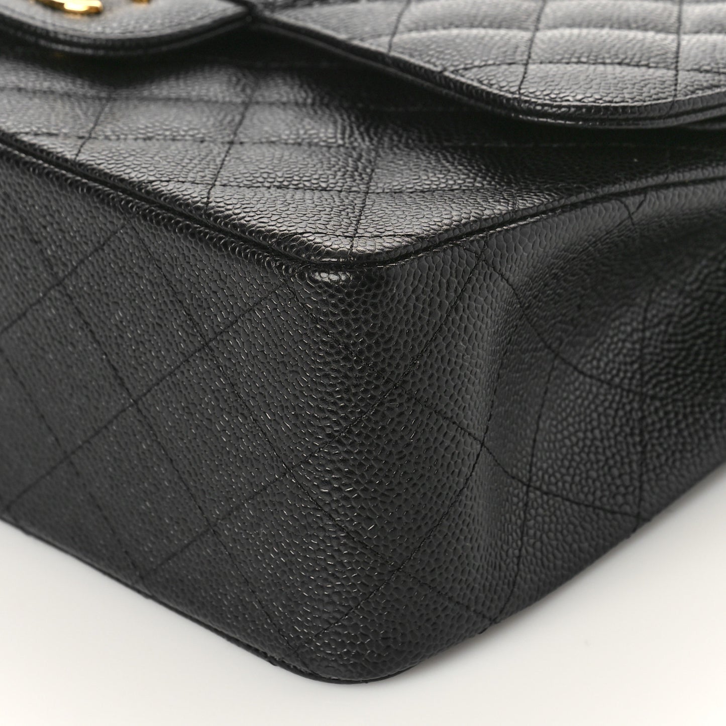 Caviar Quilted Jumbo Double Flap Black