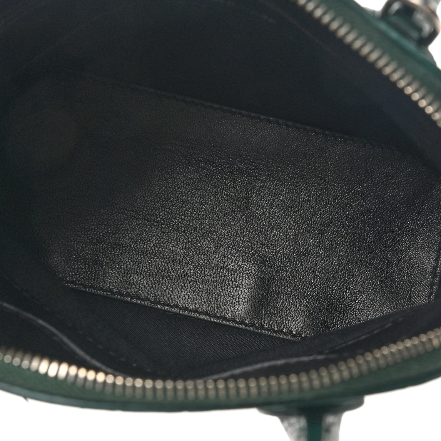 Balenciaga Calfskin Logo Crocodile Embossed XXS Ville Top Handle Bag Green White 5 of 10