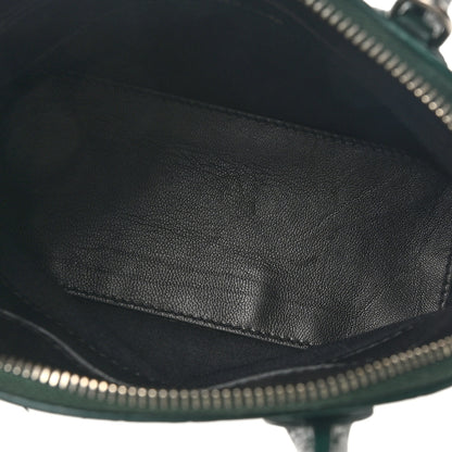 Balenciaga Calfskin Logo Crocodile Embossed XXS Ville Top Handle Bag Green White 5 of 10