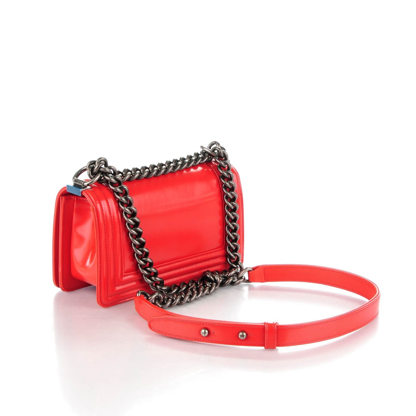 Glazed Calfskin Small Boy Flap Red