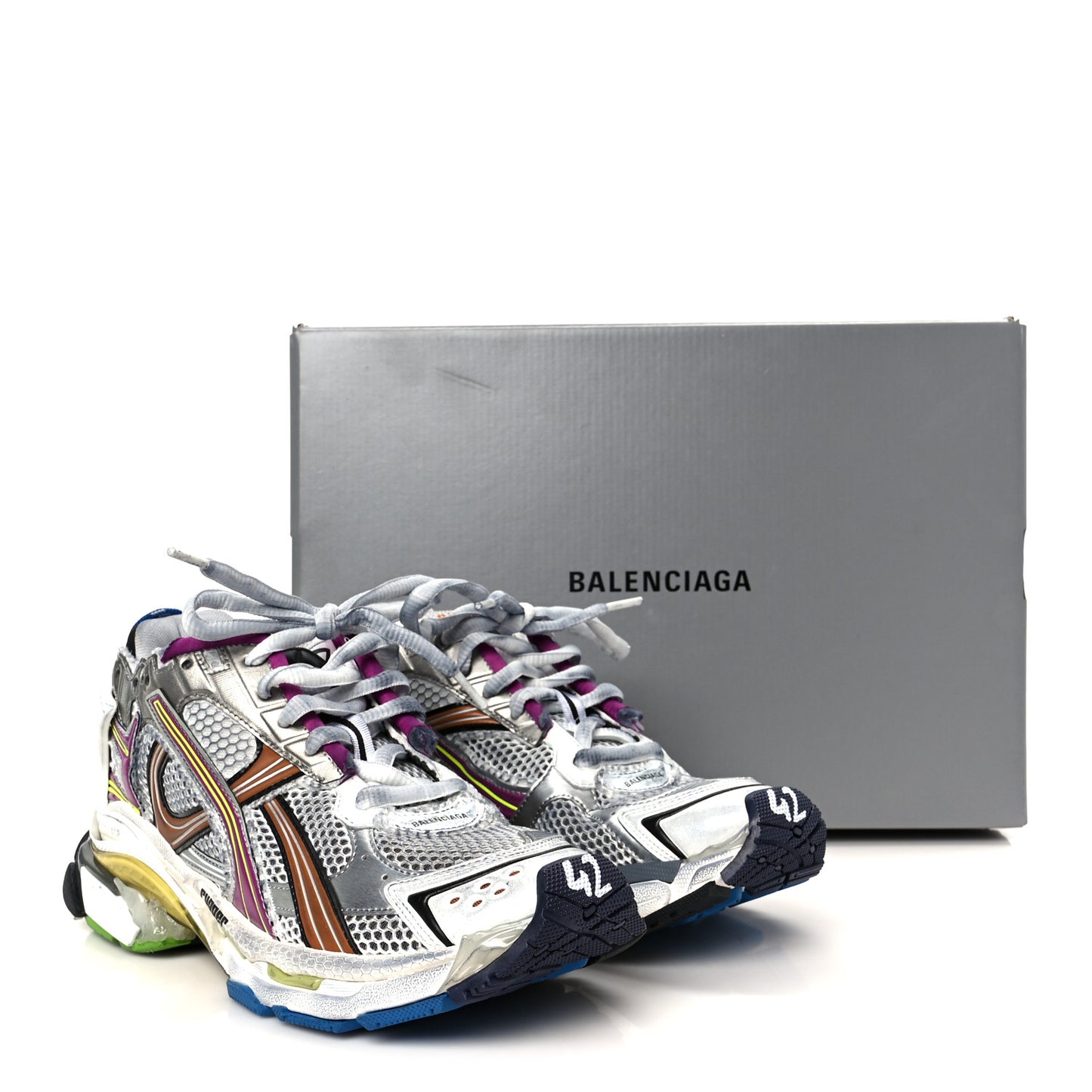 Mesh Rubber Distressed Mens Runner Sneakers 42 Multicolor