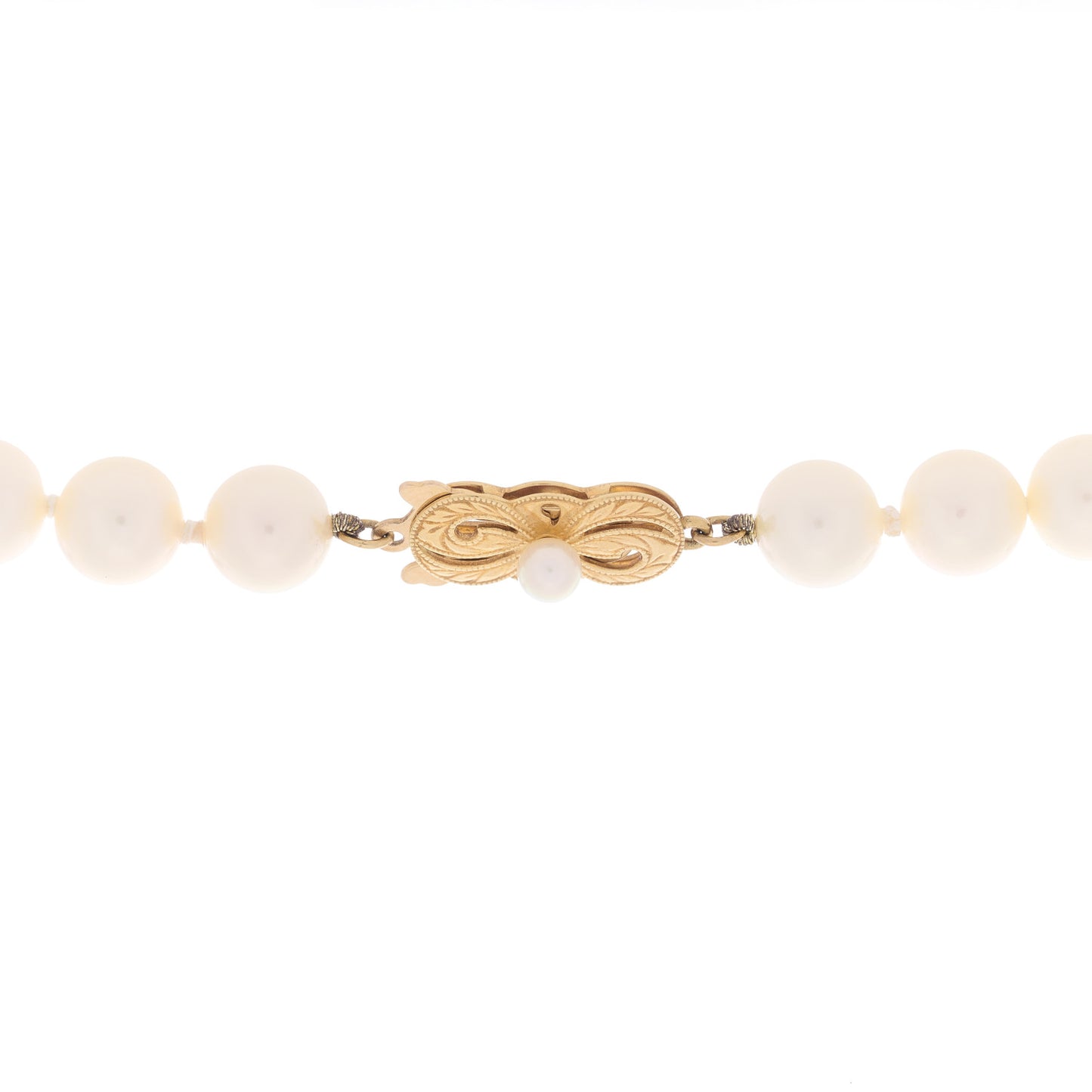 18K Yellow Gold Akoya Pearl 7.5-8mm Strand Necklace
