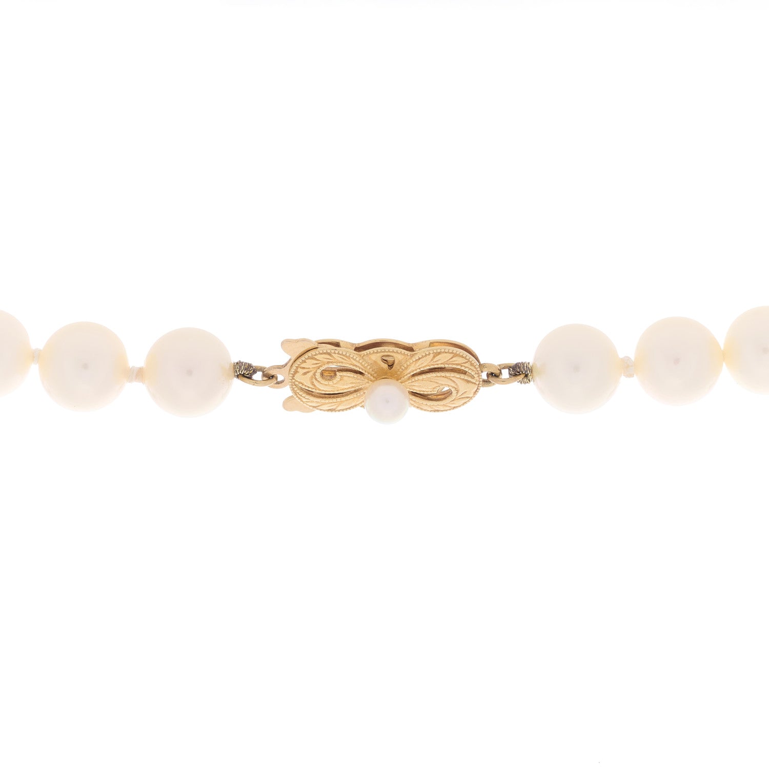 Mikimoto 18K Yellow Gold Akoya Pearl 7.5-8mm Strand Necklace 3 of 4