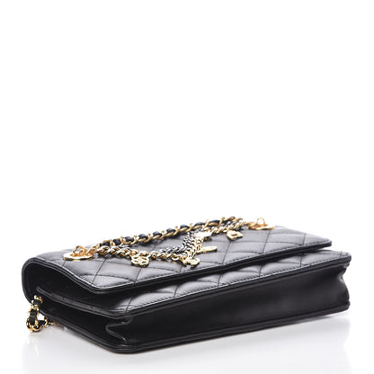 Chanel Lambskin Quilted Egyptian Amulet Wallet On Chain WOC Black 4 of 11