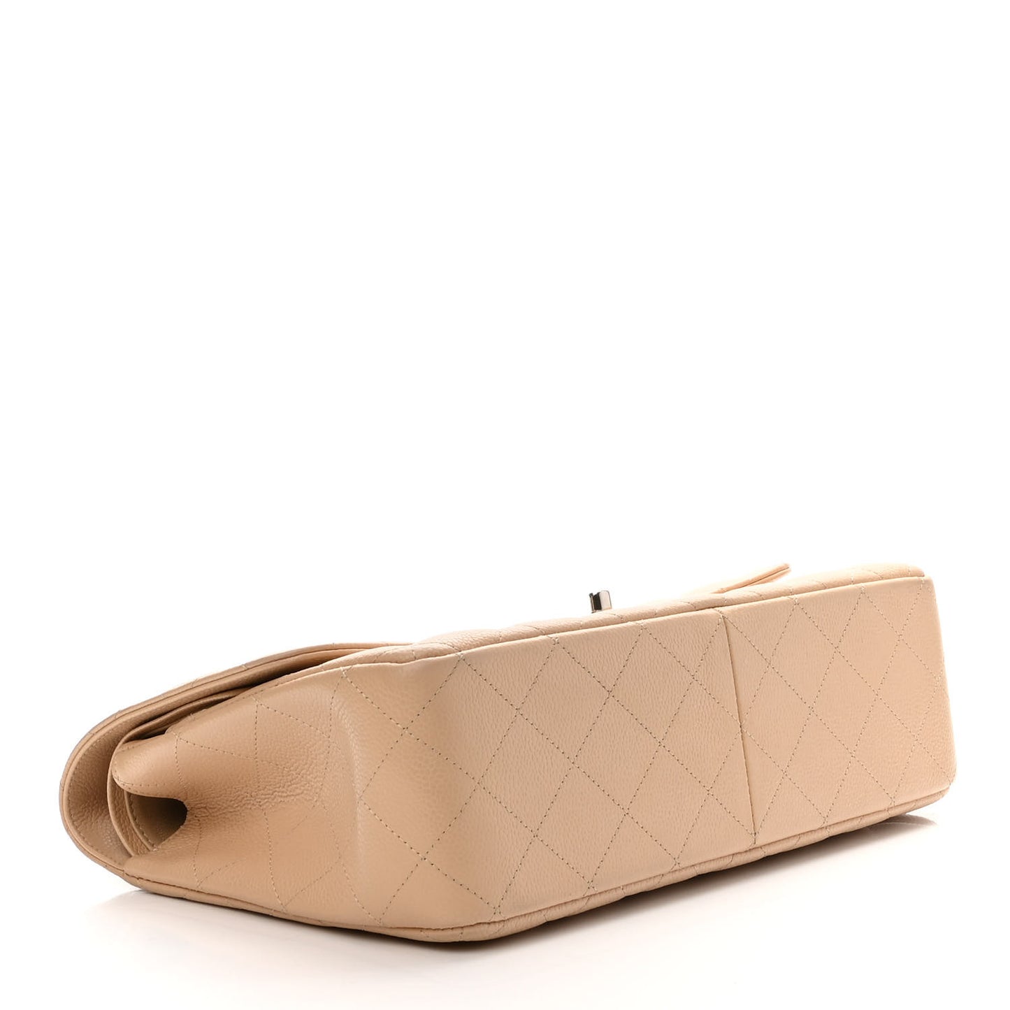 Caviar Quilted Jumbo Double Flap Beige Clair