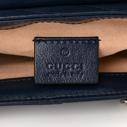 Gucci Vintage Effect Calfskin Matelasse Diagonal Super Mini Torchon GG Marmont Shoulder Bag Blue Agata Mystic White 6 of 10
