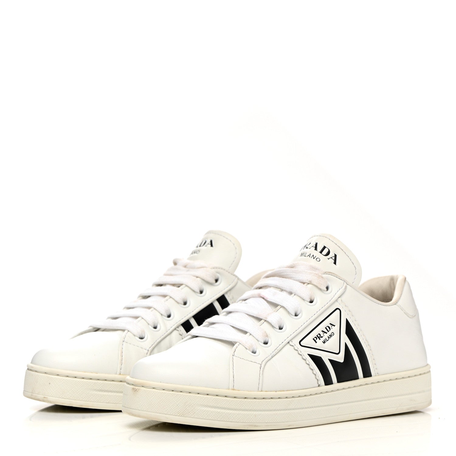 Prada Vitello Soft Logo Low Top Sneakers 37 White 3 of 15