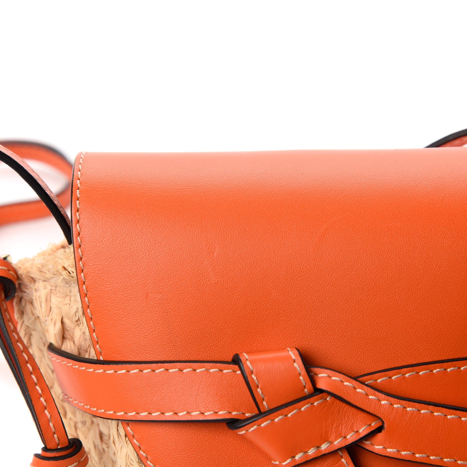 Loewe Calfskin Raffia Mini Gate Crossbody Bag Light Natural Orange 11 of 11