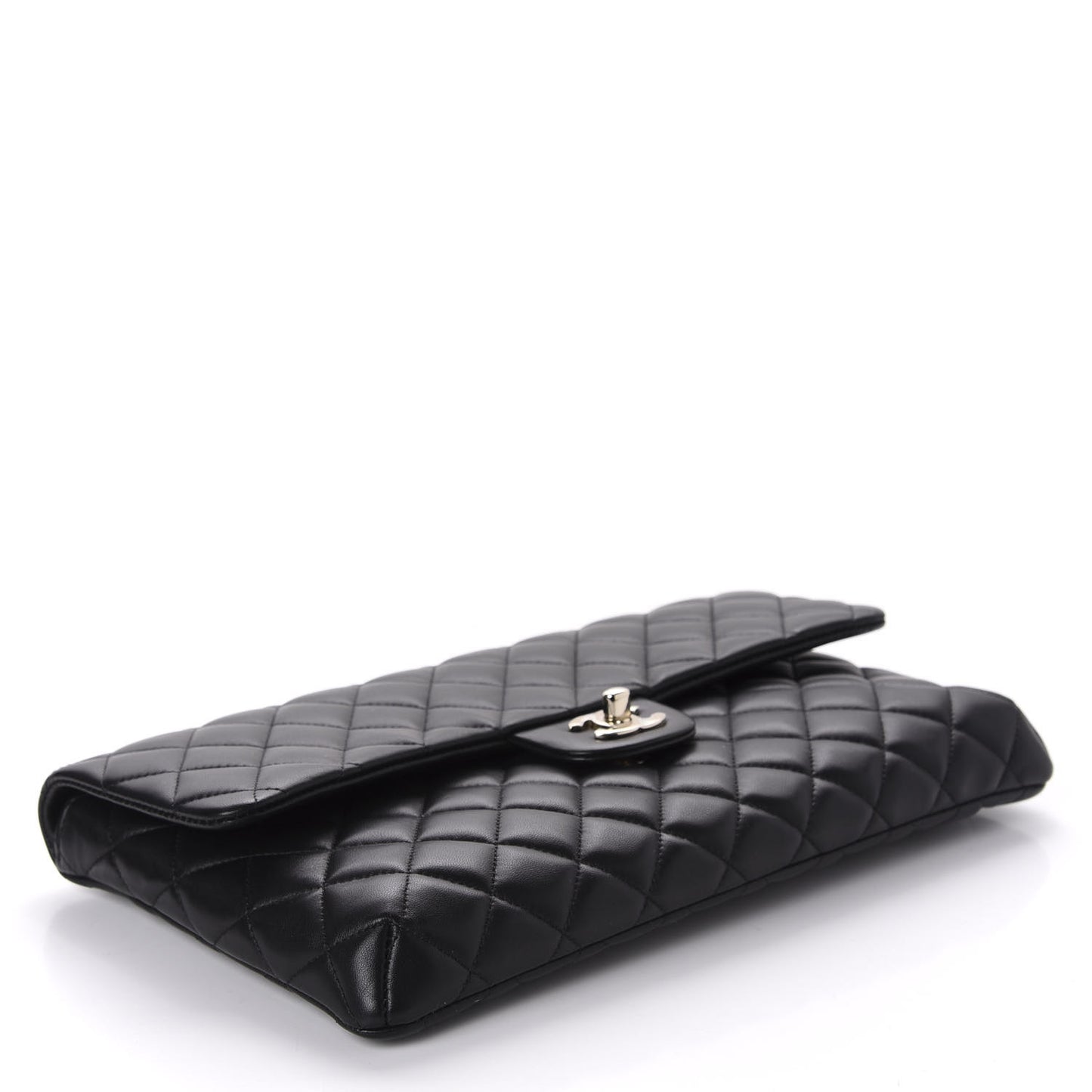 Lambskin Quilted Flap Clutch Black