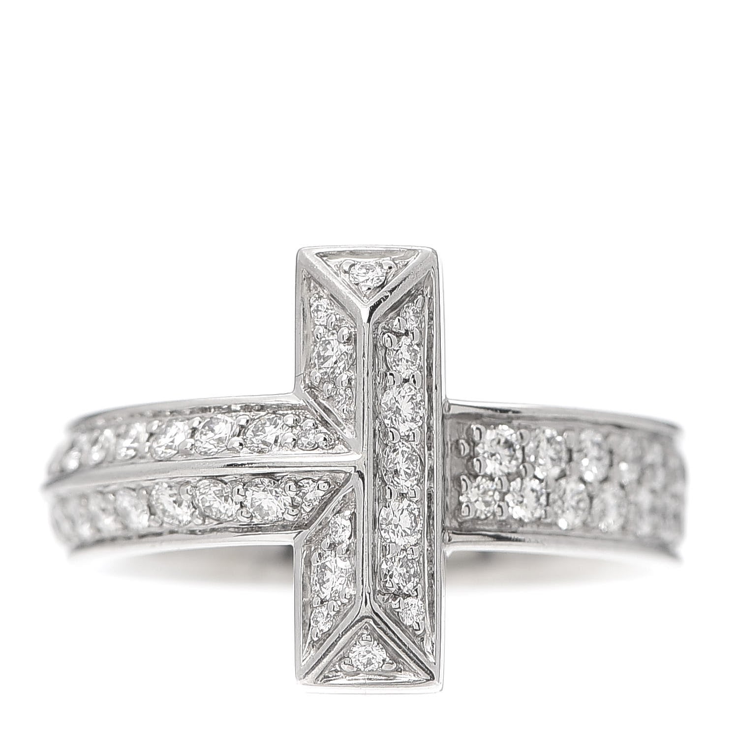 Tiffany 18K White Gold Diamond T T1 Wide Ring 46 3.75 1 of 7