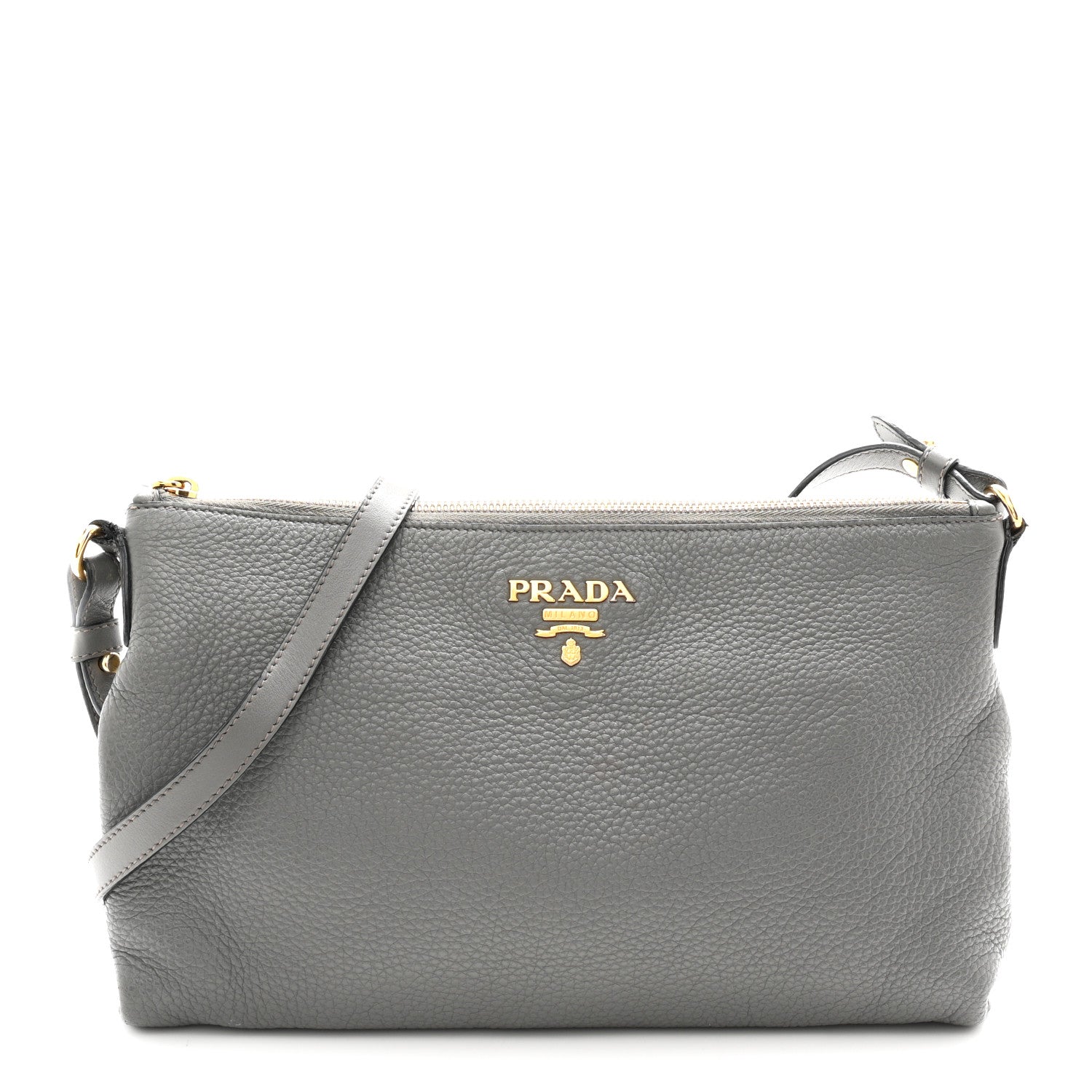 Prada Vitello Phenix Zippered Shoulder Bag Marmo 1 of 12