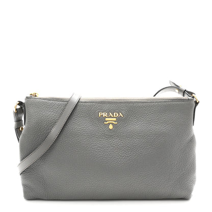 Prada Vitello Phenix Zippered Shoulder Bag Marmo 1 of 12