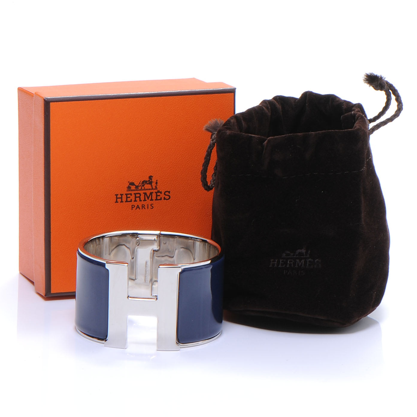 Hermes Enamel Clic Clac H Bracelet Extra Wide Navy 5 of 5