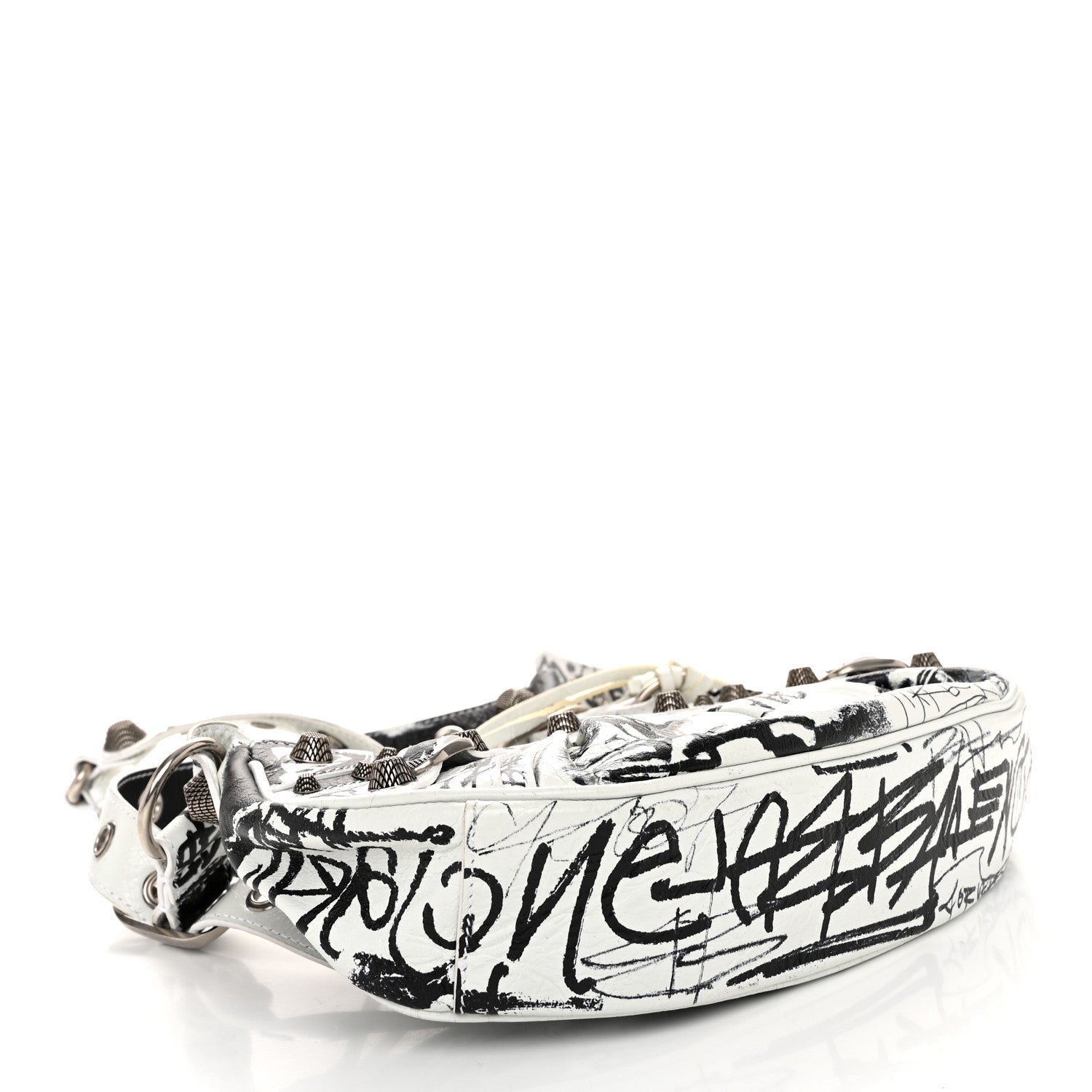 Balenciaga Agneau Arena Graffiti Le Cagole Shoulder Bag XS White Black 5 of 12