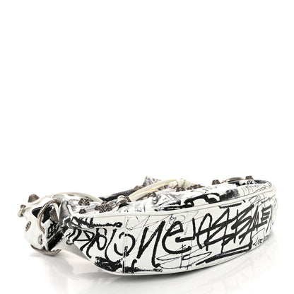 Balenciaga Agneau Arena Graffiti Le Cagole Shoulder Bag XS White Black 5 of 12