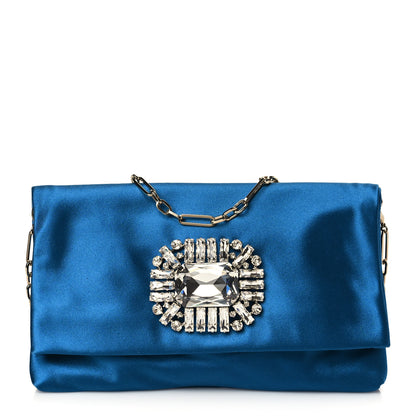 Jimmy Choo Satin Crystal Titania Clutch Blue 1 of 8