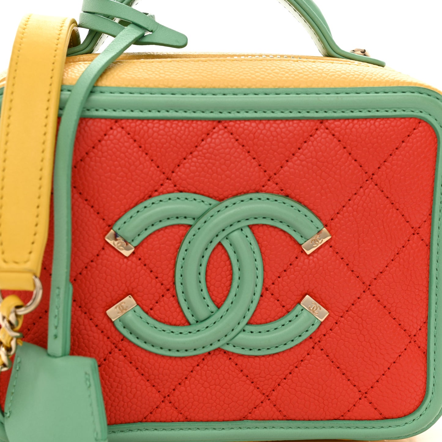 Caviar Quilted Small CC Filigree Vanity Case Multicolor