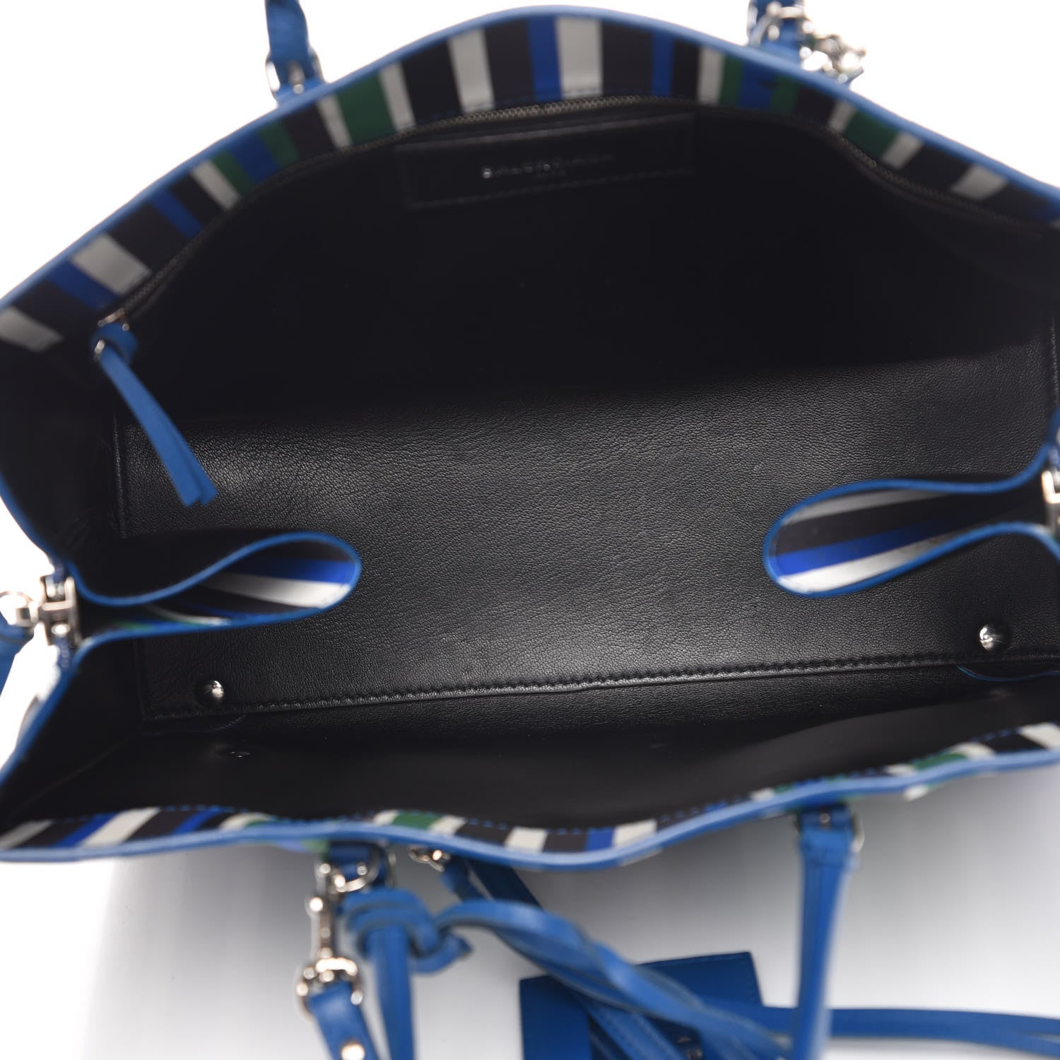 Balenciaga Veau Striped Papier B4 Zip Around Tote Variante Blue 5 of 19