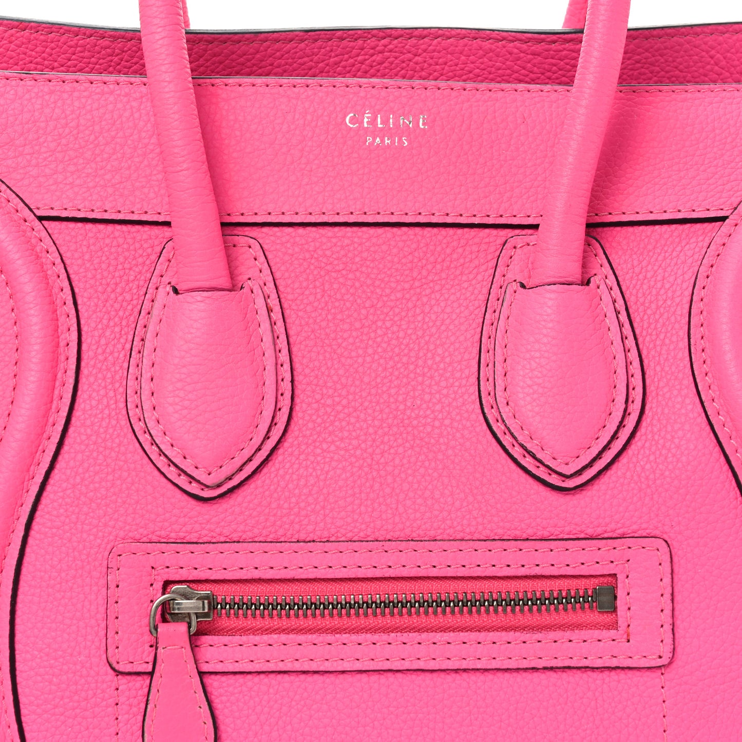 Drummed Calfskin Micro Luggage Fluo Pink