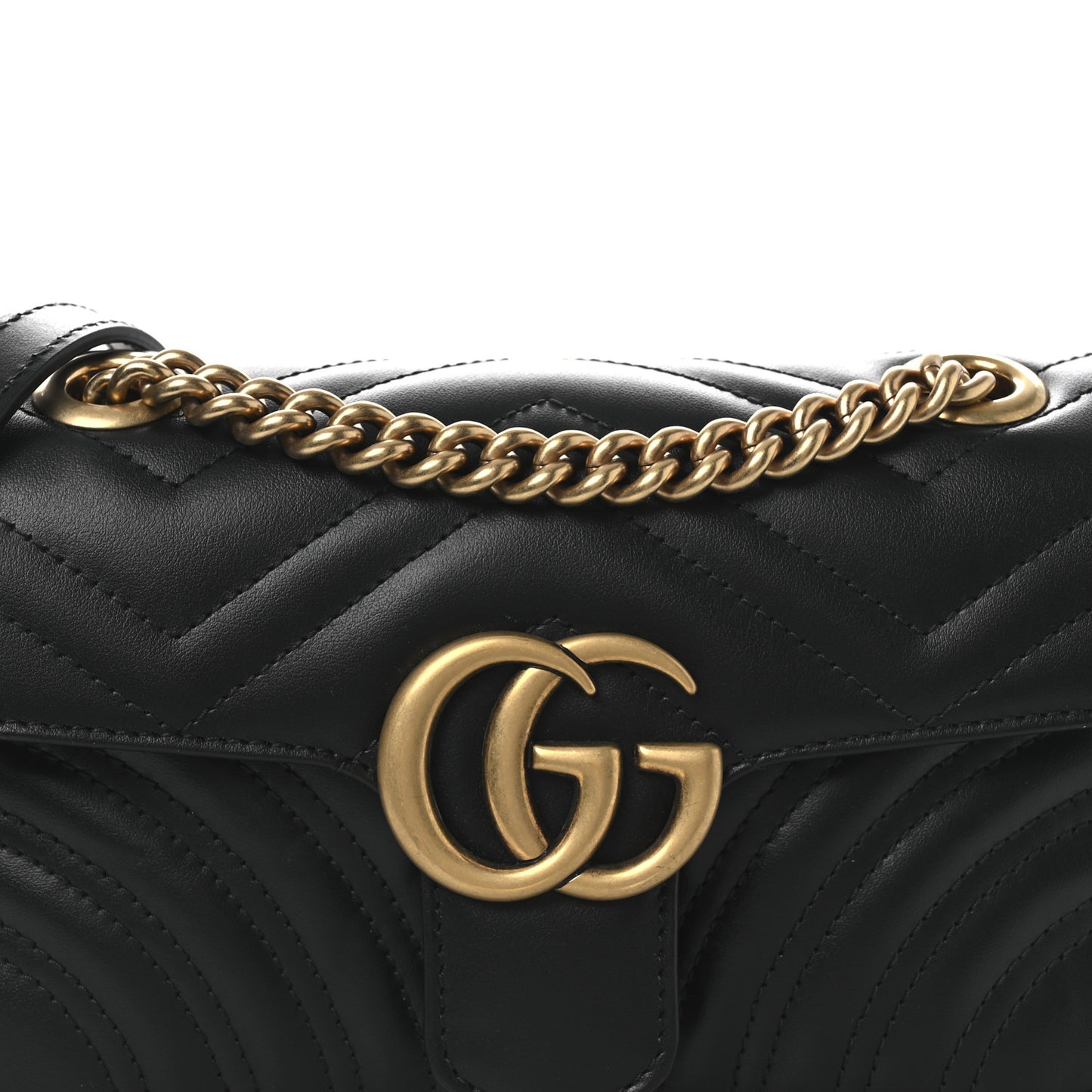Calfskin Matelasse Mini GG Marmont Shoulder Bag Black