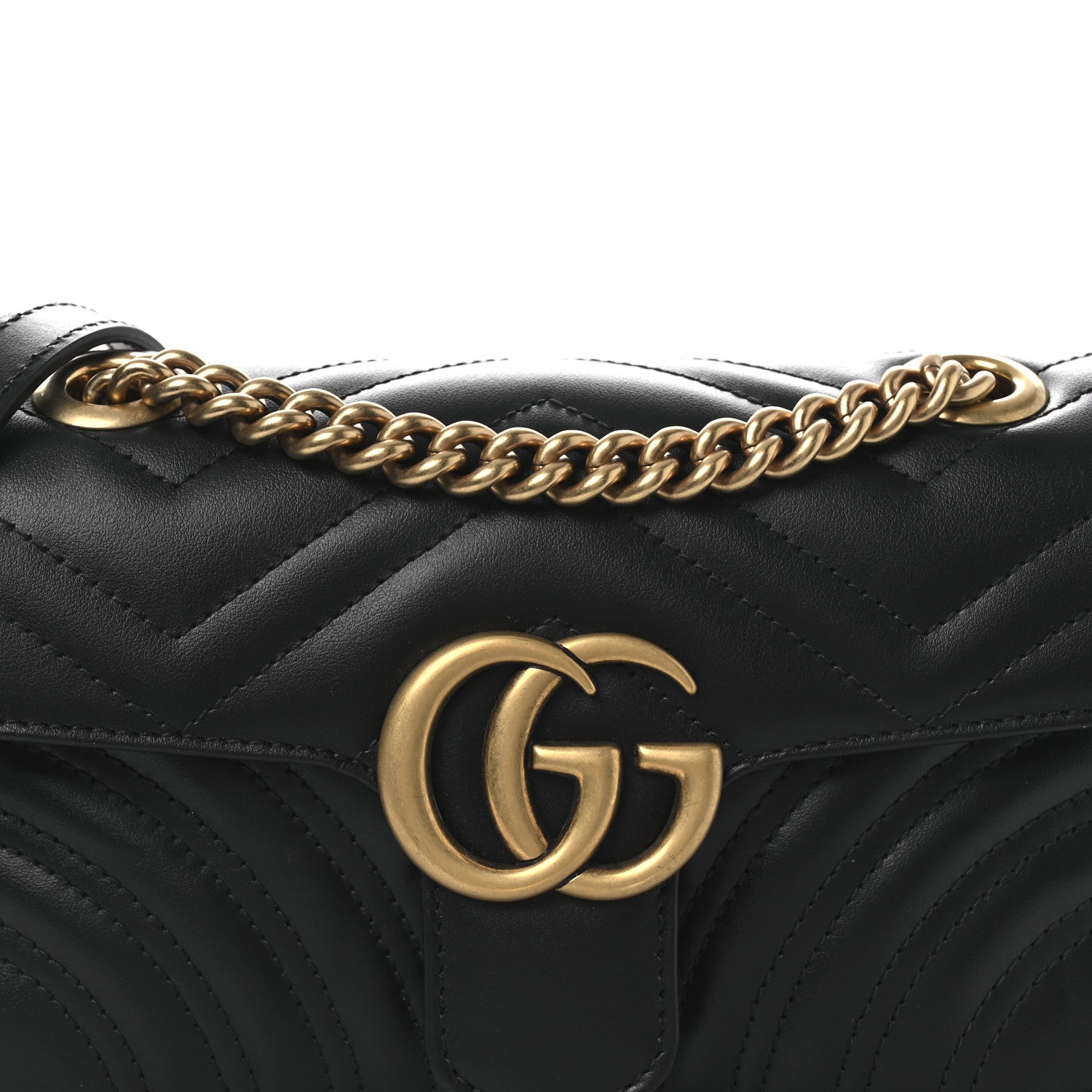 Gucci Calfskin Matelasse Mini GG Marmont Shoulder Bag Black 8 of 10