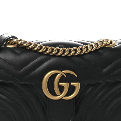 Gucci Calfskin Matelasse Mini GG Marmont Shoulder Bag Black 8 of 10