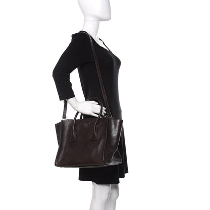 Prada Glace Calfskin Twin Pocket Tote Moro 2 of 12