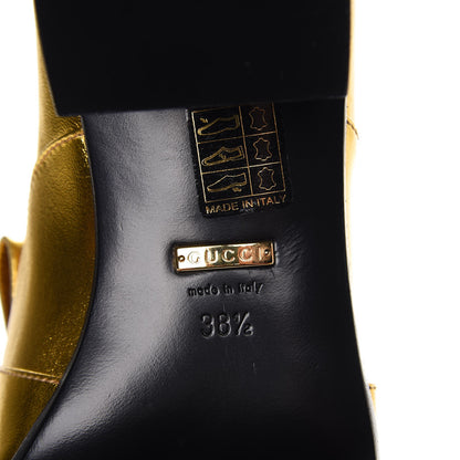 Gucci Metallic Nappa Silk Polly Kiltie Fringe 55mm Loafer Pumps 38.5 Oro Vecchio 7 of 11