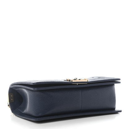 Chanel Caviar Quilted Medium Boy Flap Dark Navy Blue 4 of 9