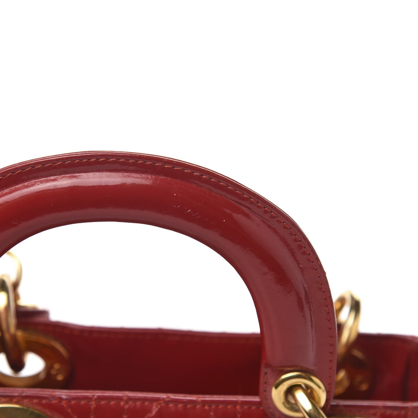 Patent Cannage Mini Lady Dior Red