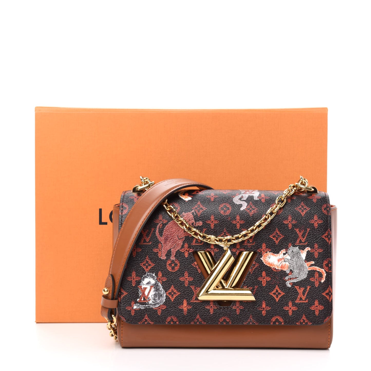 Calfskin Catogram Twist Shoulder Bag MM Marron