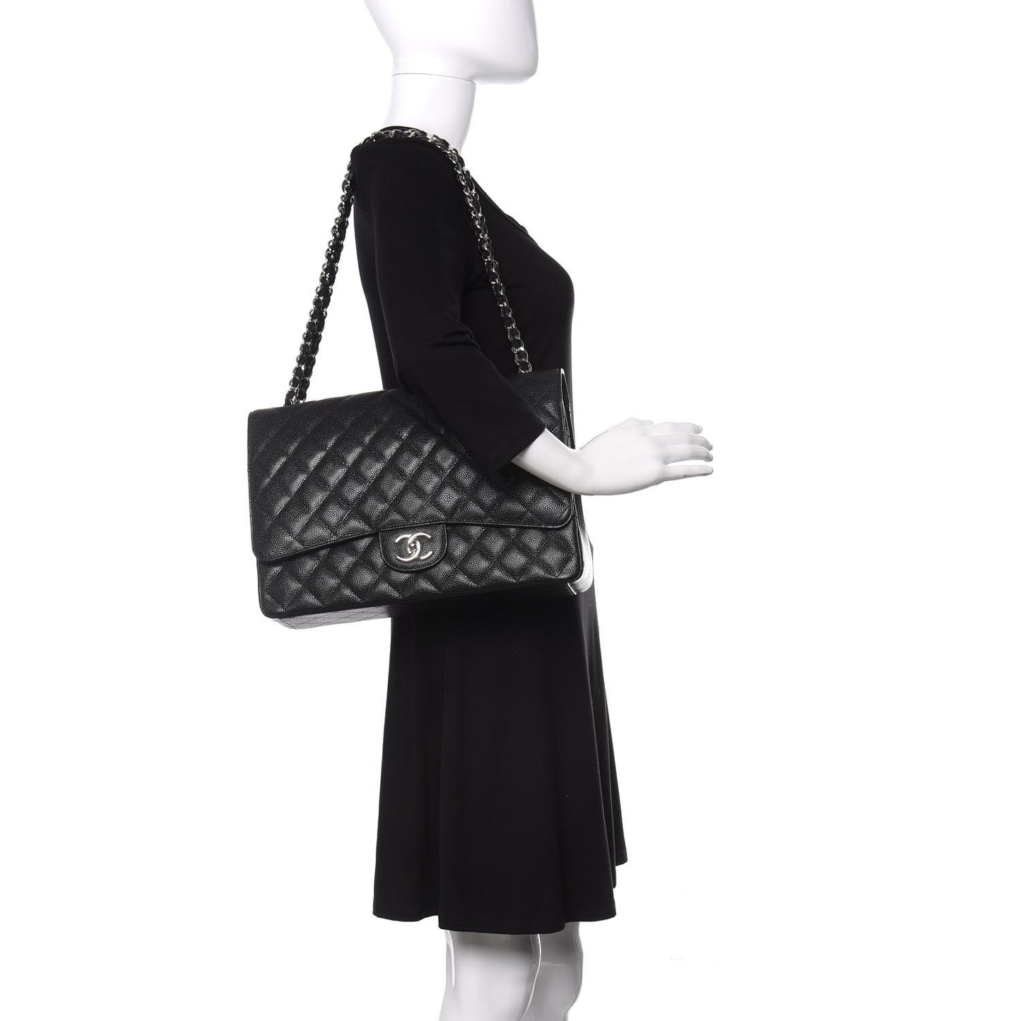 Caviar Quilted Maxi Double Flap Black