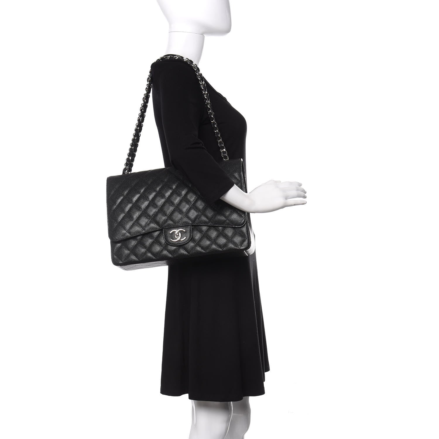 Chanel Caviar Quilted Maxi Double Flap Black 2 of 10