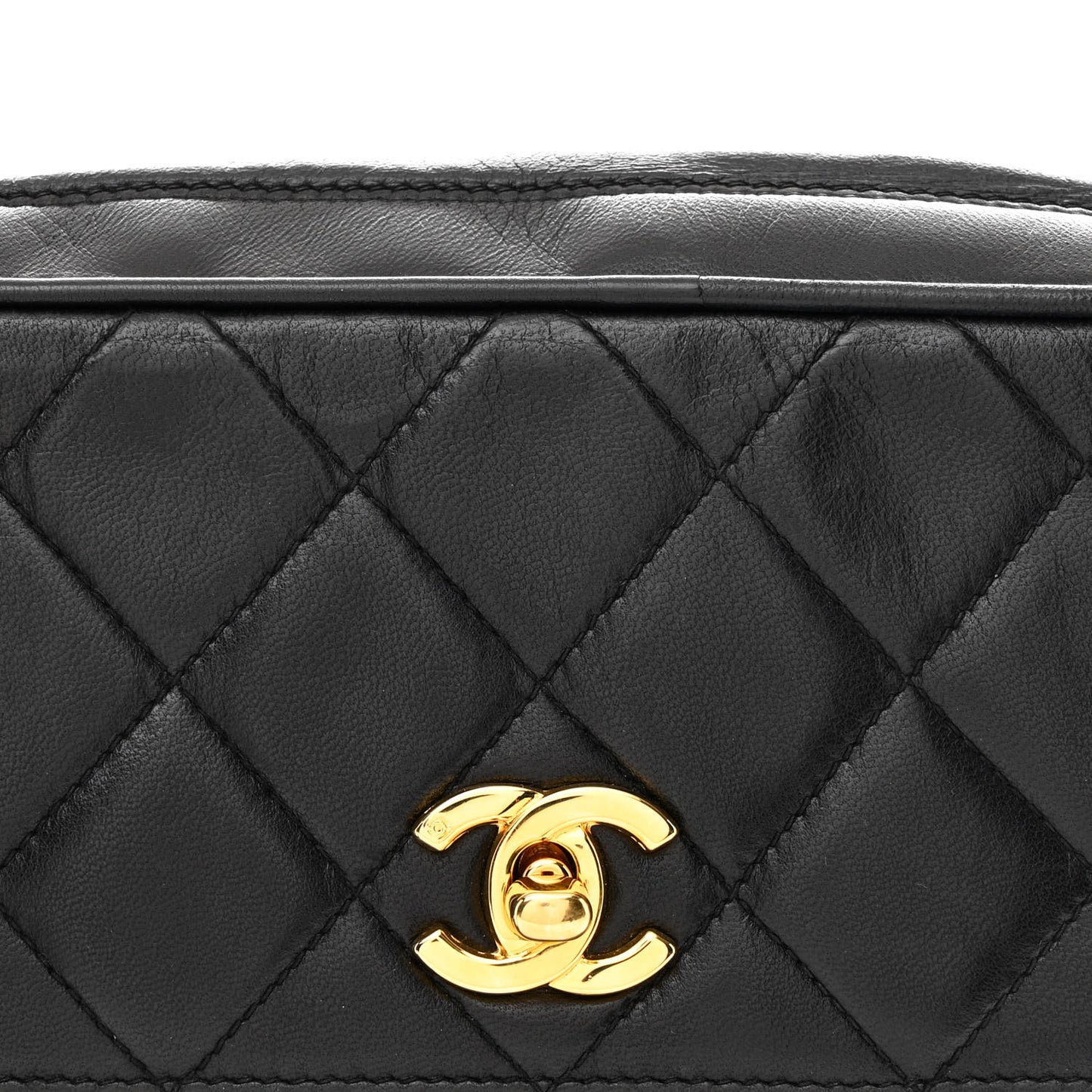 Lambskin Quilted Flap Shoulder Bag Black
