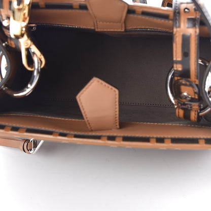 Fendi Vitello Century F is Fendi Whipstitch Threads FF Embossed Small Runaway Satchel Tobacco Orzo 5 of 8