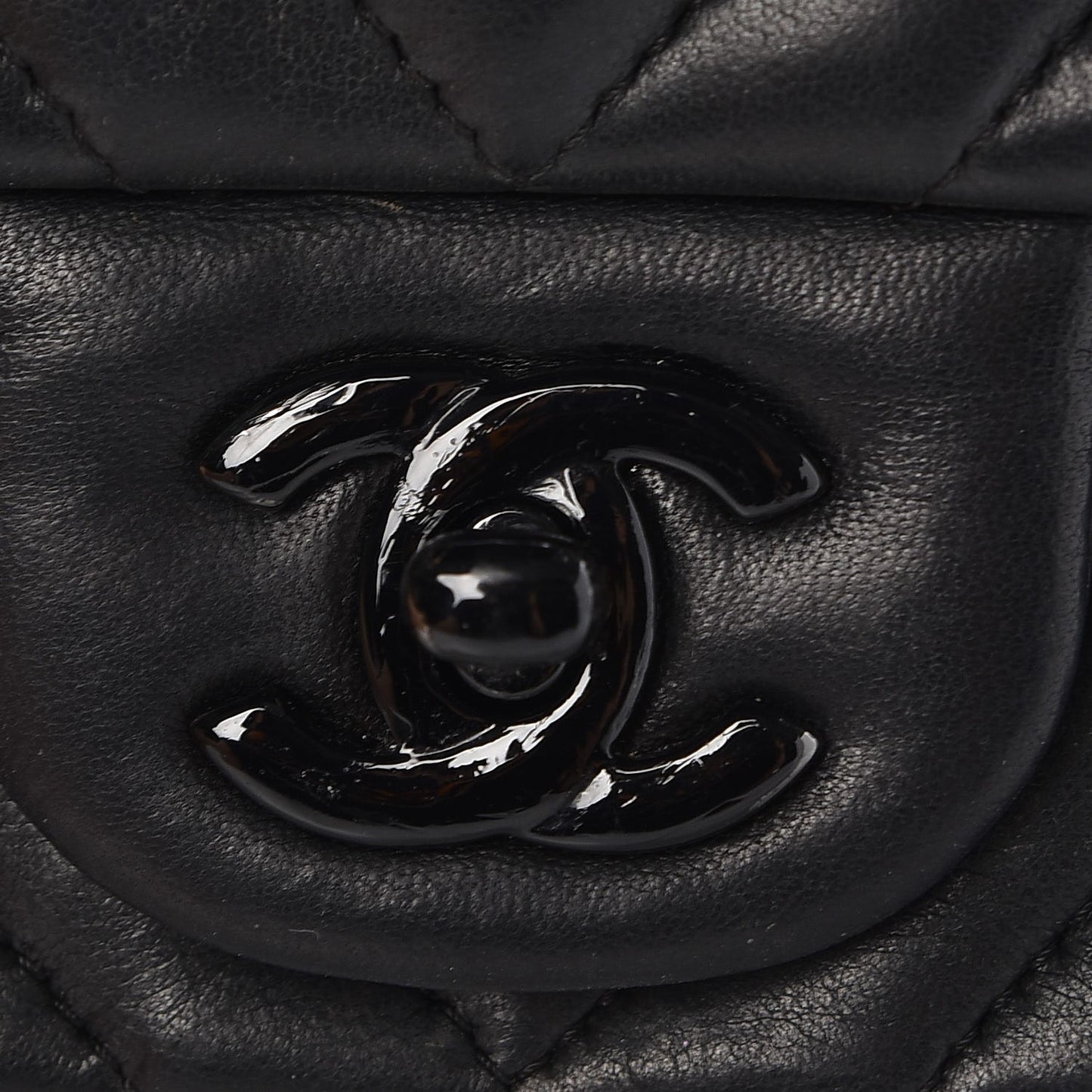 Lambskin Chevron Quilted Mini Square Flap So Black