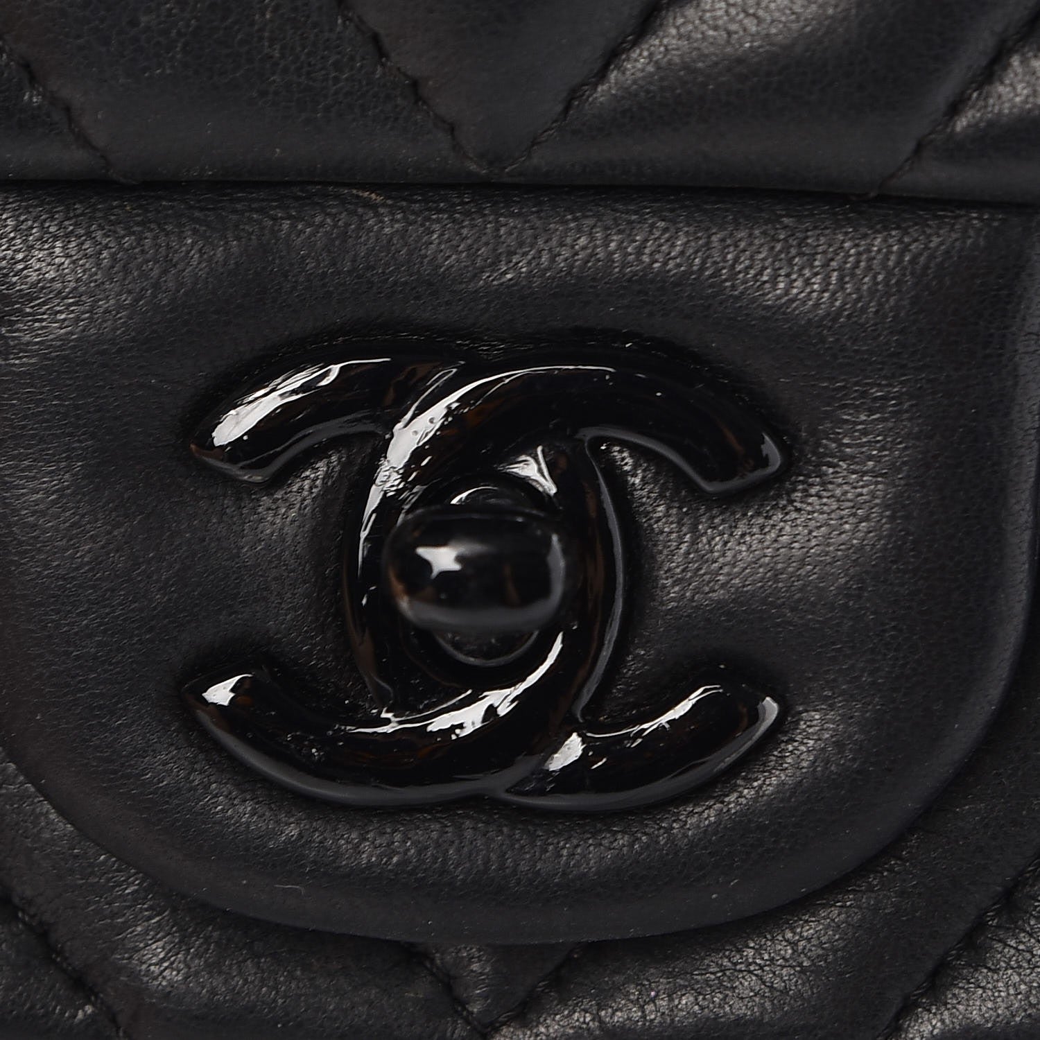 Chanel Lambskin Chevron Quilted Mini Square Flap So Black 8 of 9