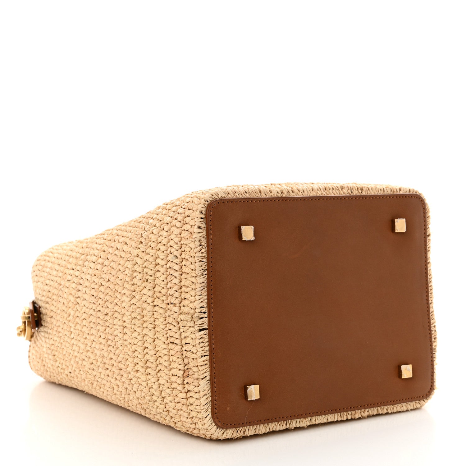Saint Laurent Raffia Vegetable Tanned Calfskin Le 37 Bucket Bag Natural Brick 5 of 14