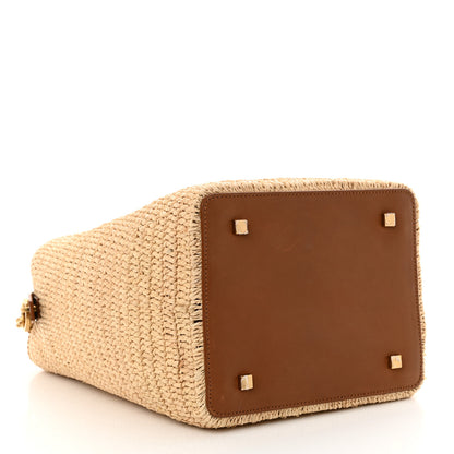 Saint Laurent Raffia Vegetable Tanned Calfskin Le 37 Bucket Bag Natural Brick 5 of 14