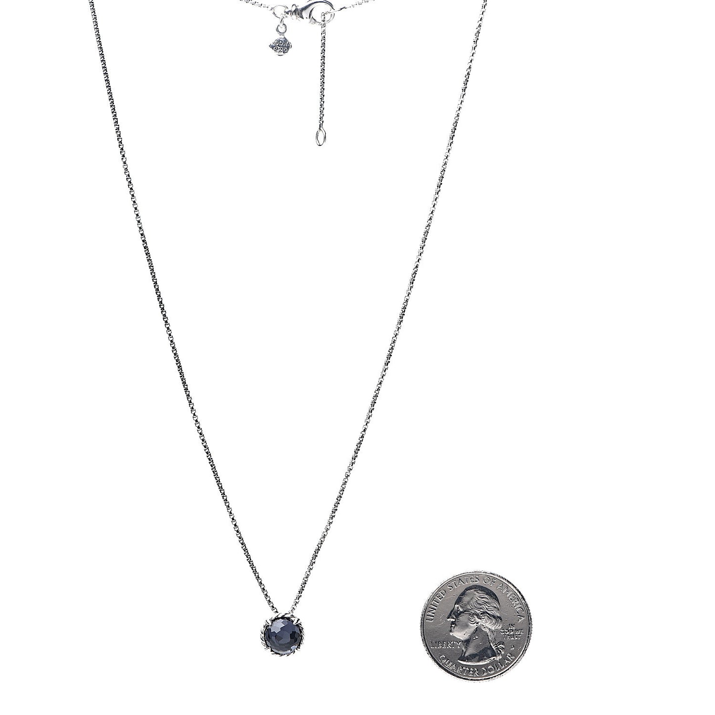 Sterling Silver Black Orchid 8mm Petite Chatelaine Pendant Necklace