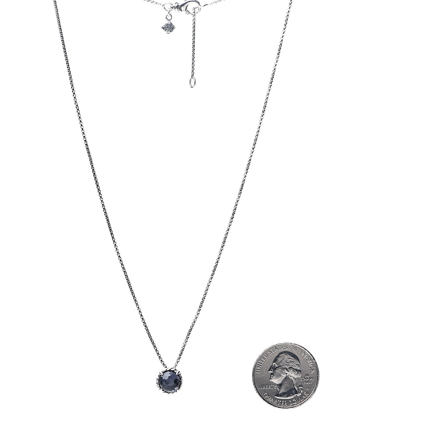 David Yurman Sterling Silver Black Orchid 8mm Petite Chatelaine Pendant Necklace 2 of 4