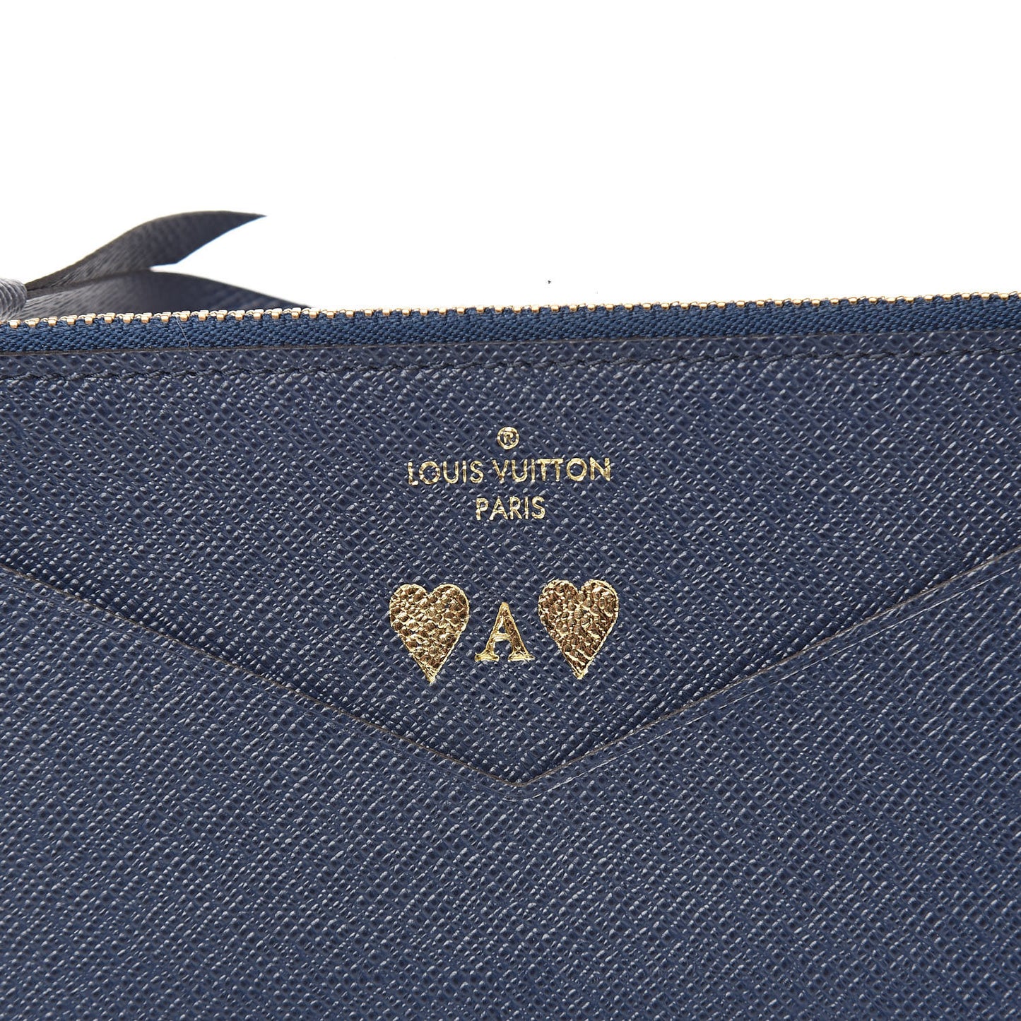Calfskin Jeanne Wallet Zippered Insert Dark Blue