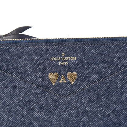 Louis Vuitton Calfskin Jeanne Wallet Zippered Insert Dark Blue 6 of 6