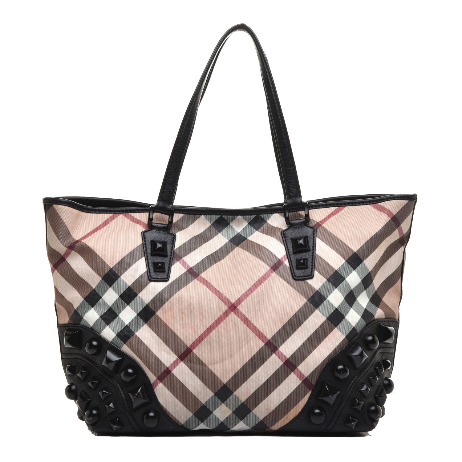Burberry Nova Check Mega Stud Nickie Tote Black 1 of 10