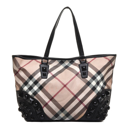 Burberry Nova Check Mega Stud Nickie Tote Black 1 of 10