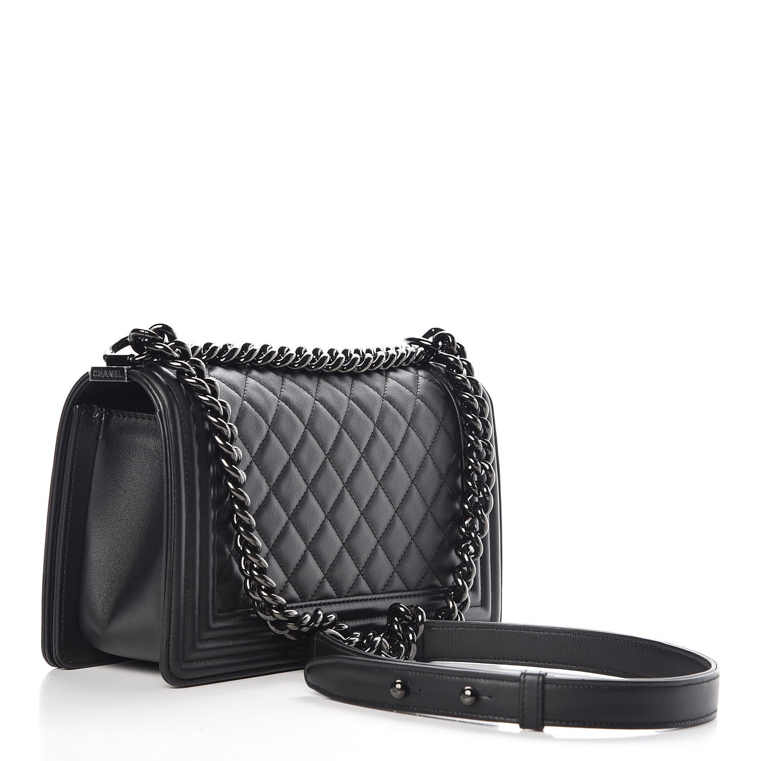 Chanel Calfskin Quilted Medium Boy Flap So Black 3 of 8