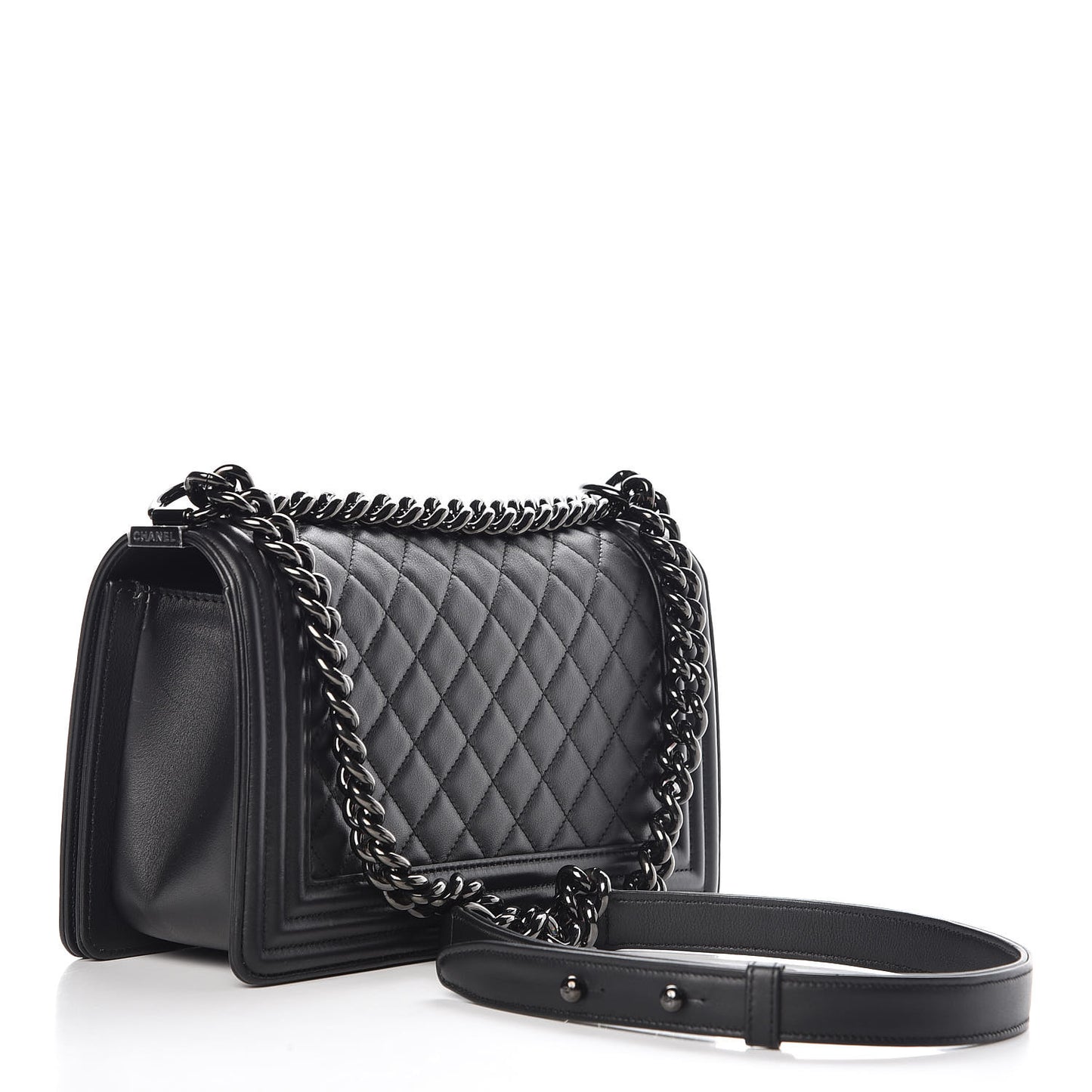 Calfskin Quilted Medium Boy Flap So Black