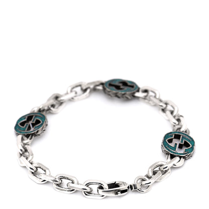 Gucci Sterling Silver Enamel Interlocking G Link Bracelet Turquoise 3 of 5
